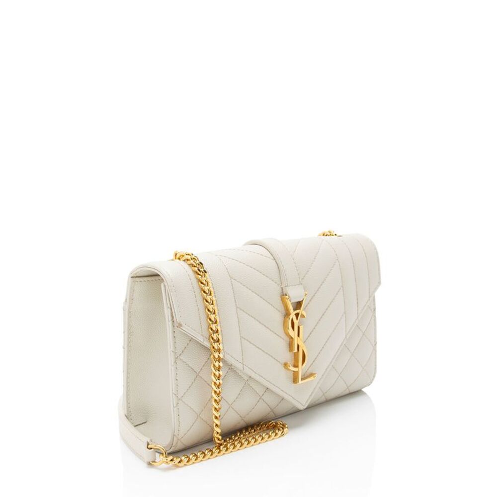 Saint Laurent Mixed Matelasse Grain de Poudre Monogram Small Shoulder Bag - Picture 2 of 16